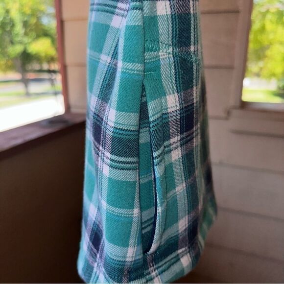 Orvis Fleece Lined Plaid Flannel Shirt Jacket Sea Glass Snaps Pockets sz S - Picture 6 of 8